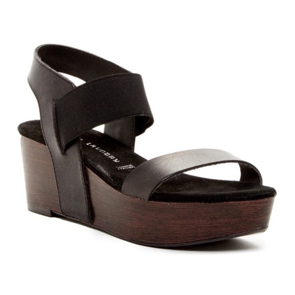 Black Platform Sandals with Elastic Straps